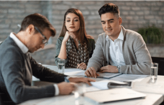 Financial advisors having a meeting